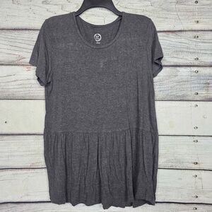 Maurices 24/7 Peplum Knit Top Gray M